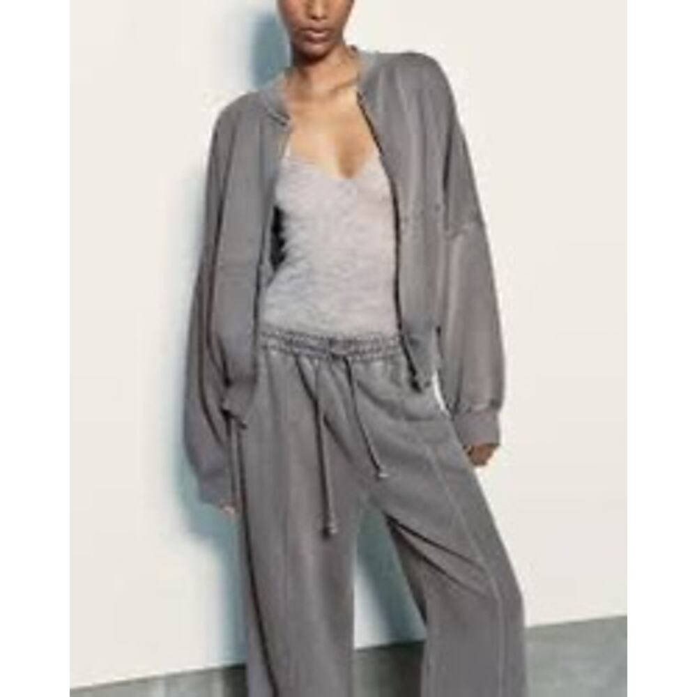 Zara Gray Wide Leg Track Suit Small